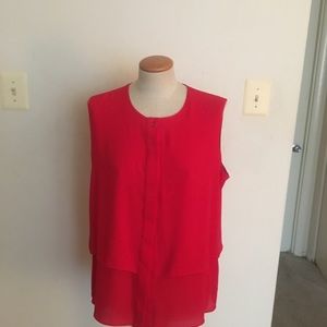 Red sleeveless blouse